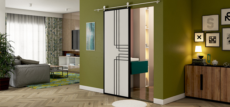 sliding bathroom door installation in Sherwood Park